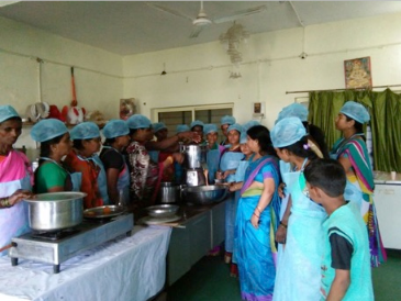 Group of woman training in food processing