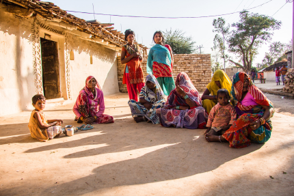 women group in the street of an indian village